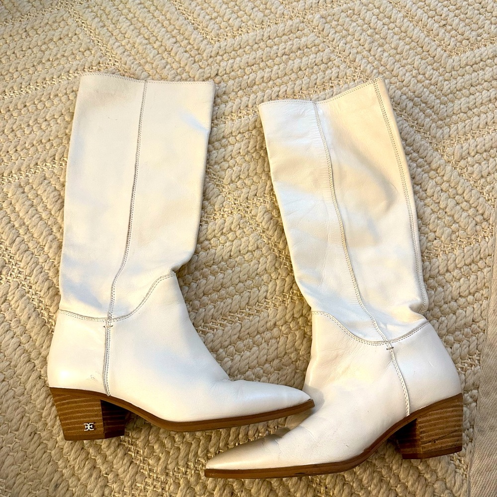 Sam Edelman white leather boots